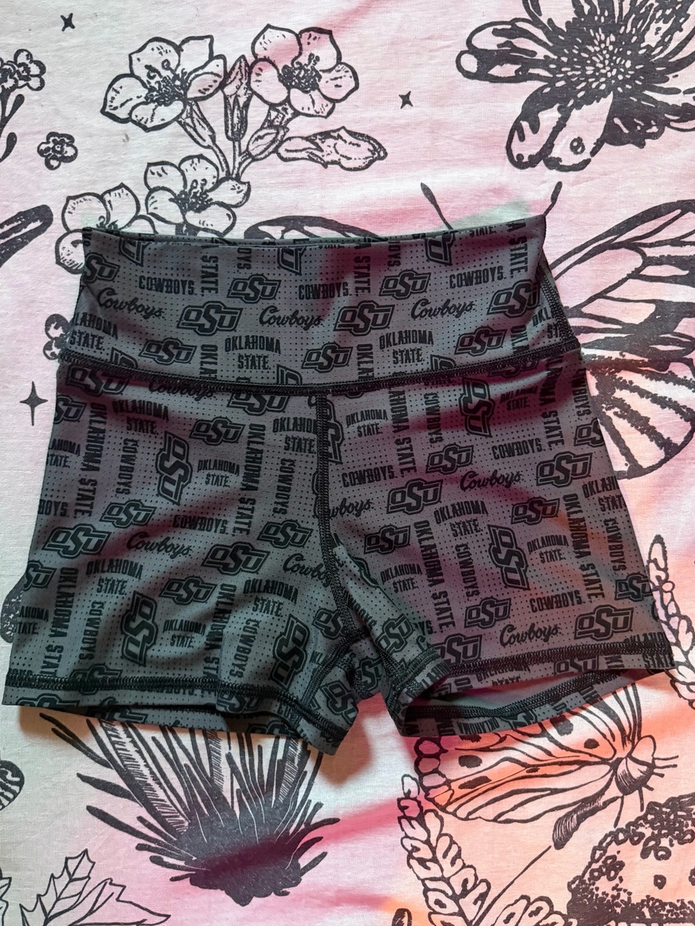 OSU (oklahoma state) dark gray spandex short shorts